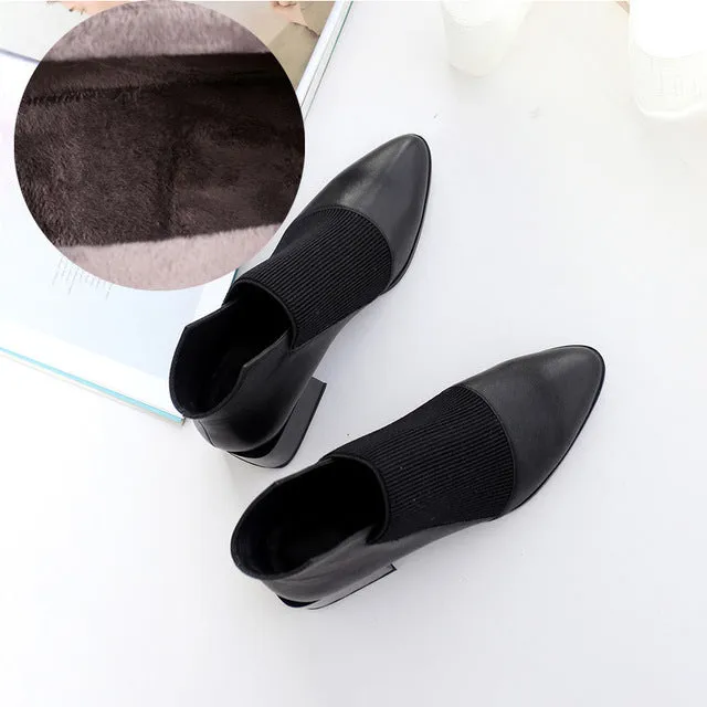 New Fashion Women Ankle boots Genuine Leather Autumn Winter Chelsea Boots Woman Sexy Ladies Work Boots Casual shoes