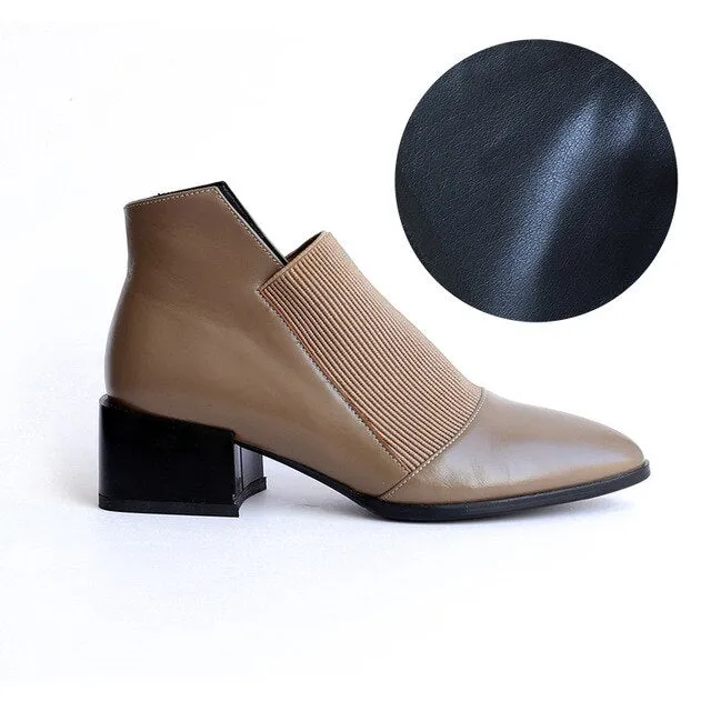 New Fashion Women Ankle boots Genuine Leather Autumn Winter Chelsea Boots Woman Sexy Ladies Work Boots Casual shoes