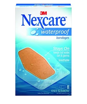 Nexcare Waterproof Clear Bandage, Knee and Elbow, 8-Count Packages (Pack of 6)