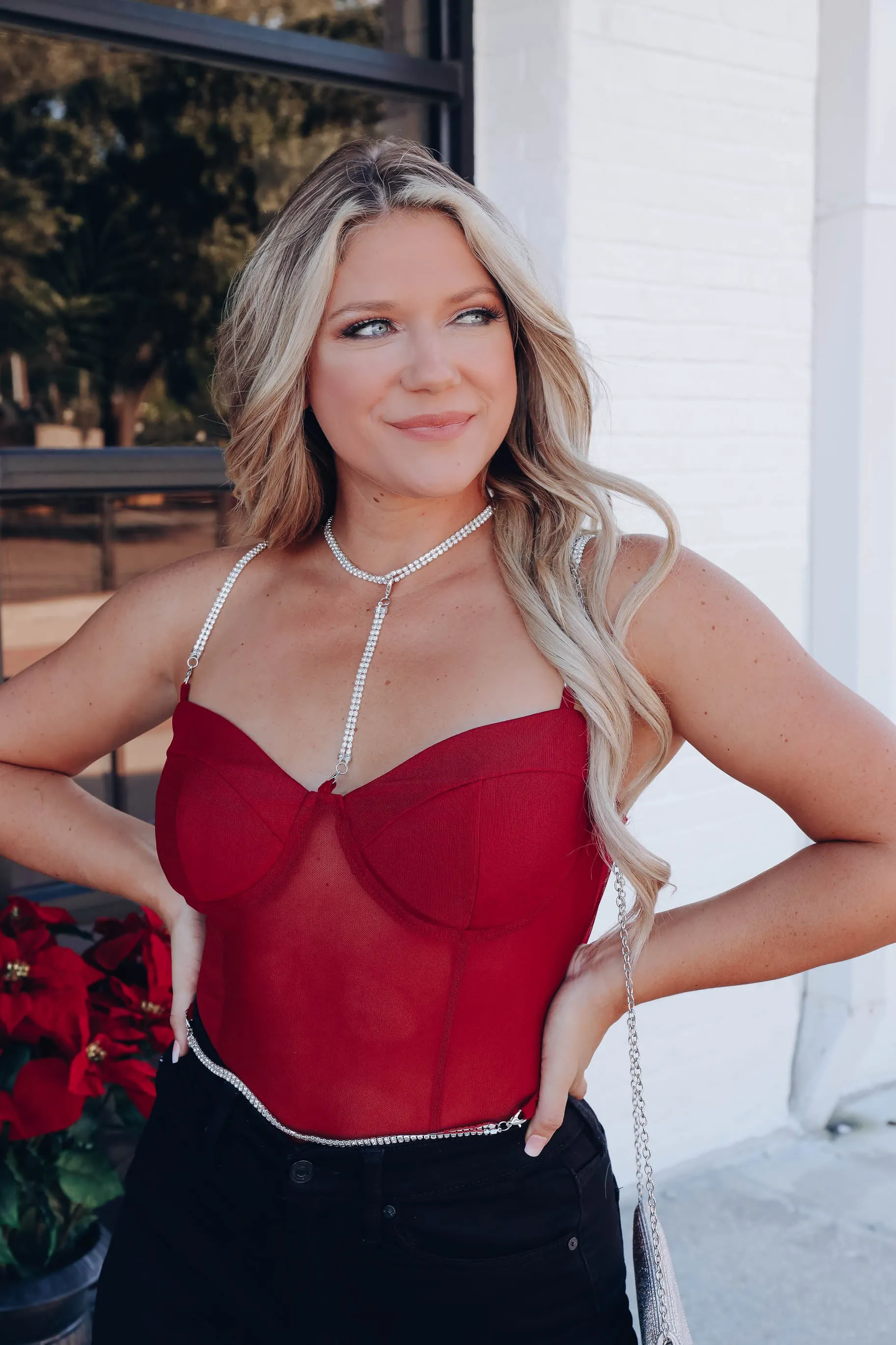 Nightlife Bustier Bodysuit - Wine
