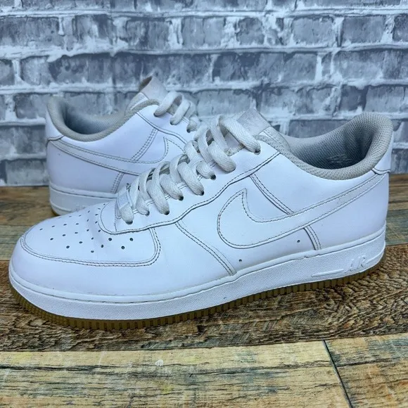 Nike Air Force‎ 1 '07 Low White Gum Sneakers DJ2739-100 Mens Size 11