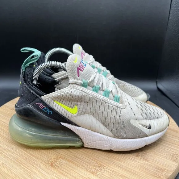 Nike Air Max 270 Youth Size 3.5Y Shoes White Green Blue Sneakers DX3347-100