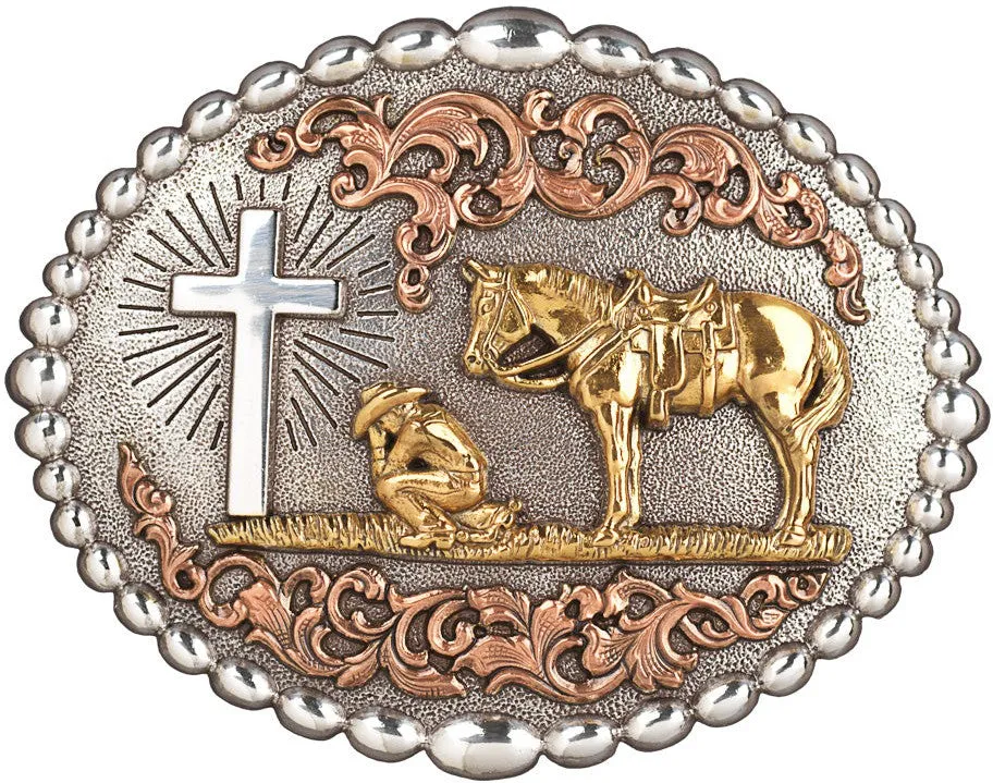 Nocona Oval Cowboy Prayer Belt Buckle