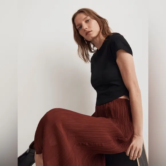 NWOT Madewell Plissé Midi Slip Skirt -  XS