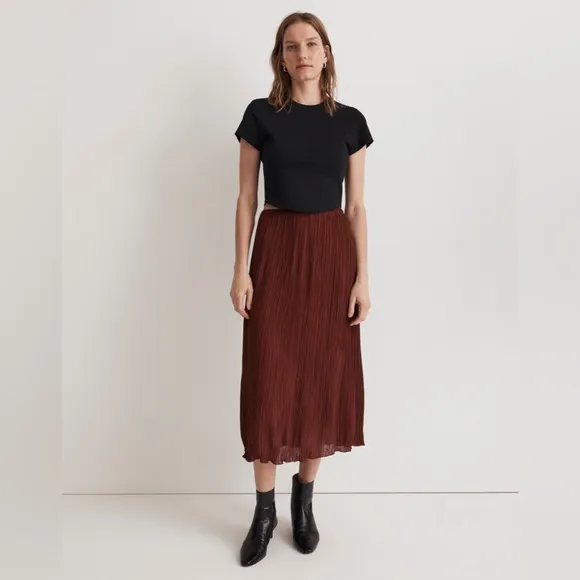 NWOT Madewell Plissé Midi Slip Skirt -  XS