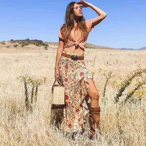 NWT Ginia Floral Ruffle Maxi Skirt by TAMGA DESIGNS Size M