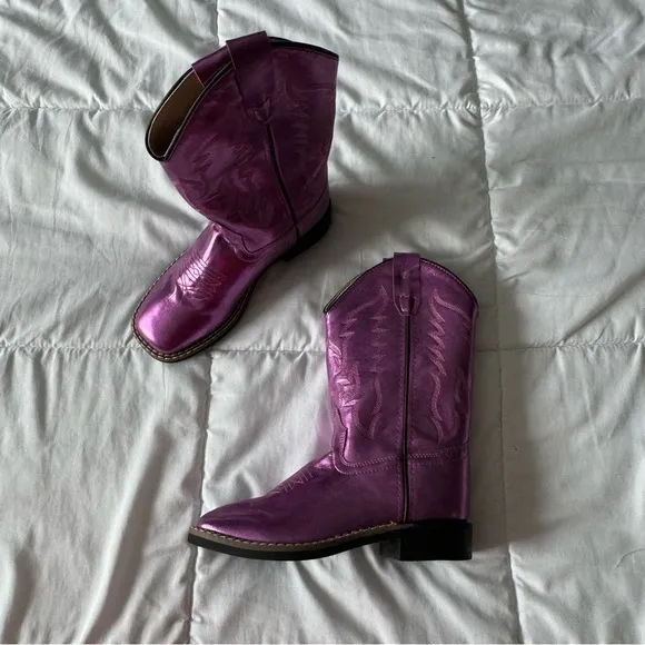 Old West Gina Shiny Purple Cowboy Boot