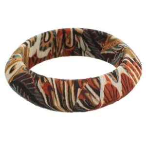 Orange Multicolor Paisley Fabric Saucer Bracelet