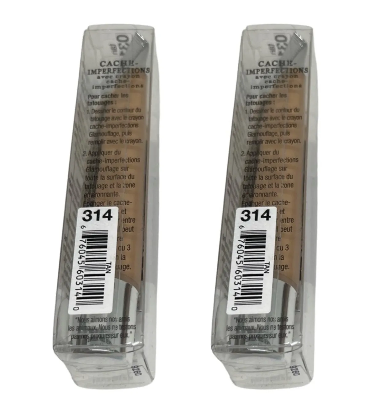 Pack of 2 Hard Candy Glamoflauge Heavy Duty Concealer with Concealer Pencil, Tan 0314