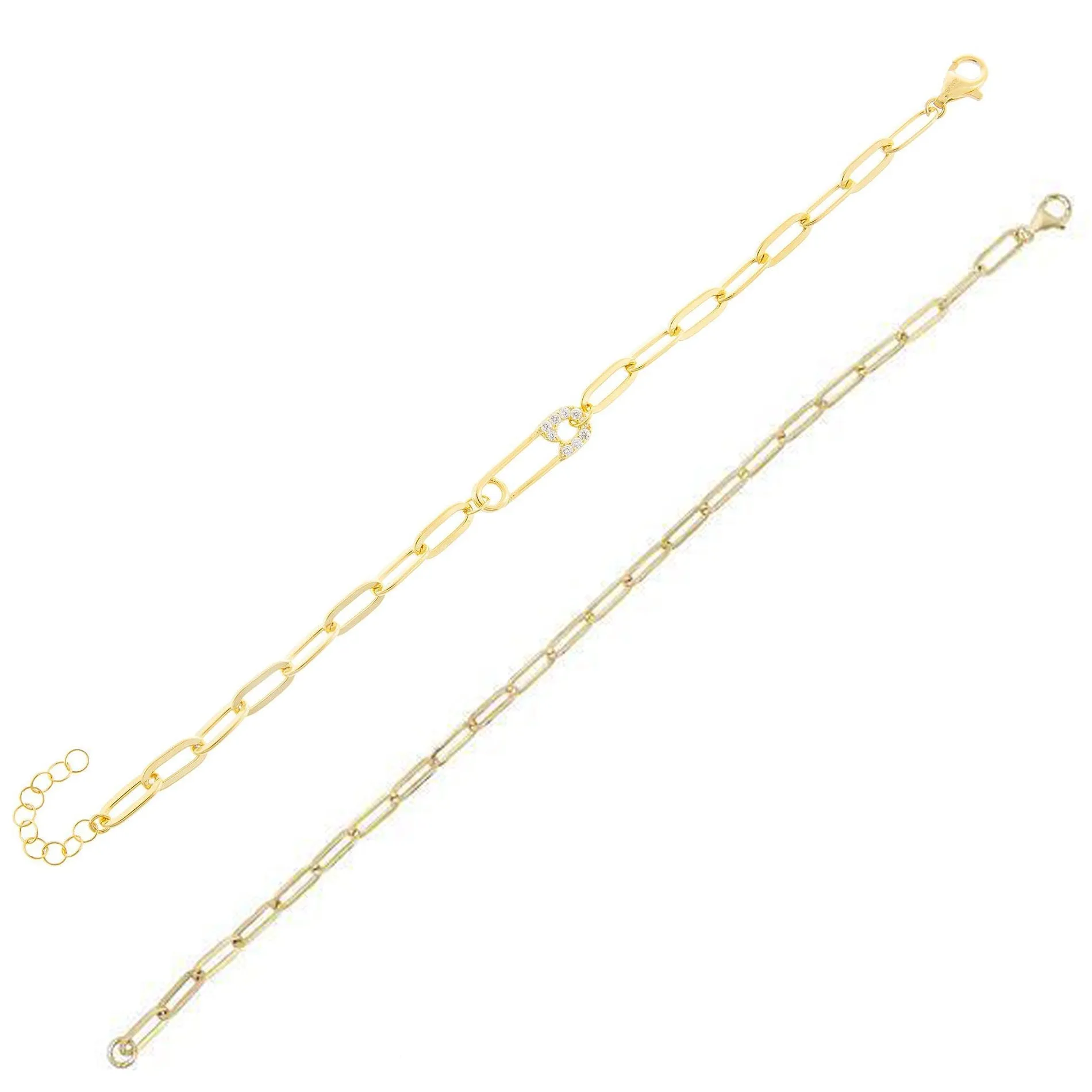 Pavé x Solid Link Bracelet Combo Set