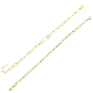 Pavé x Solid Link Bracelet Combo Set