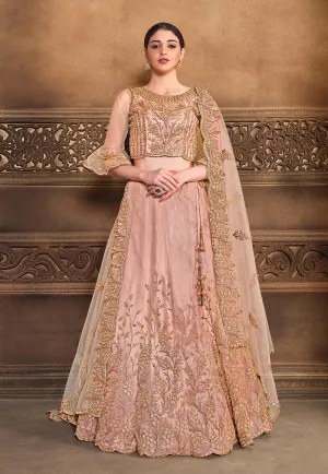 Peach Embroidered Lehenga Choli