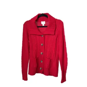 Perfect Vintage 90s Essential Red Knit Cardigan Sweater by St.John’s Bay Size-M
