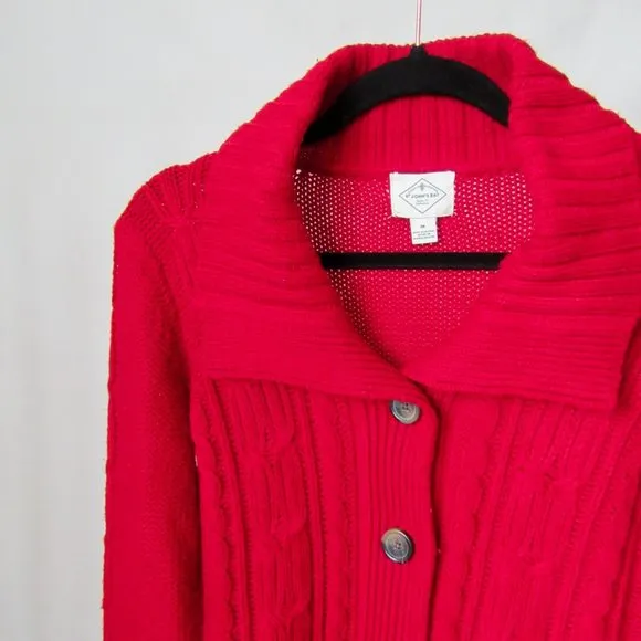 Perfect Vintage 90s Essential Red Knit Cardigan Sweater by St.John’s Bay Size-M