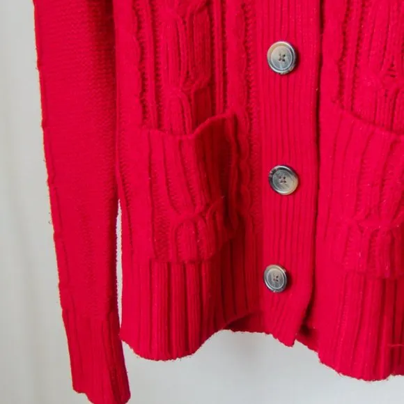 Perfect Vintage 90s Essential Red Knit Cardigan Sweater by St.John’s Bay Size-M