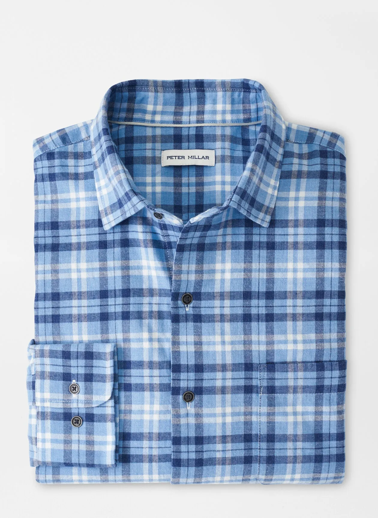 Peter Millar Mens Stone Lake Cotton Sport Shirt - COTTAGE BLUE