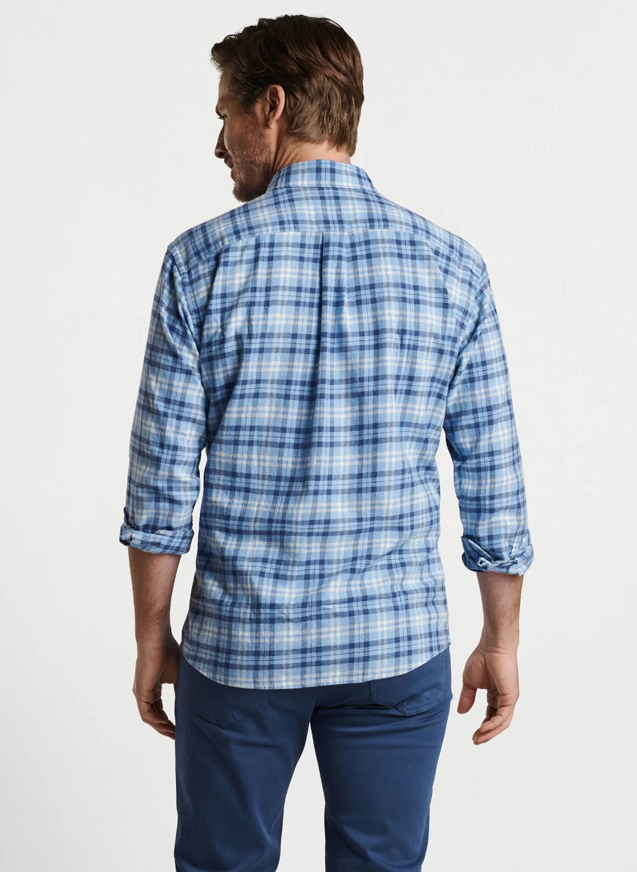 Peter Millar Mens Stone Lake Cotton Sport Shirt - COTTAGE BLUE