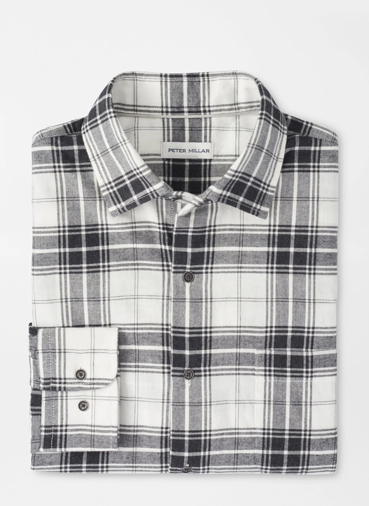 Peter Millar Mens Whitecliff Cotton Sport Shirt - WINTER IVORY