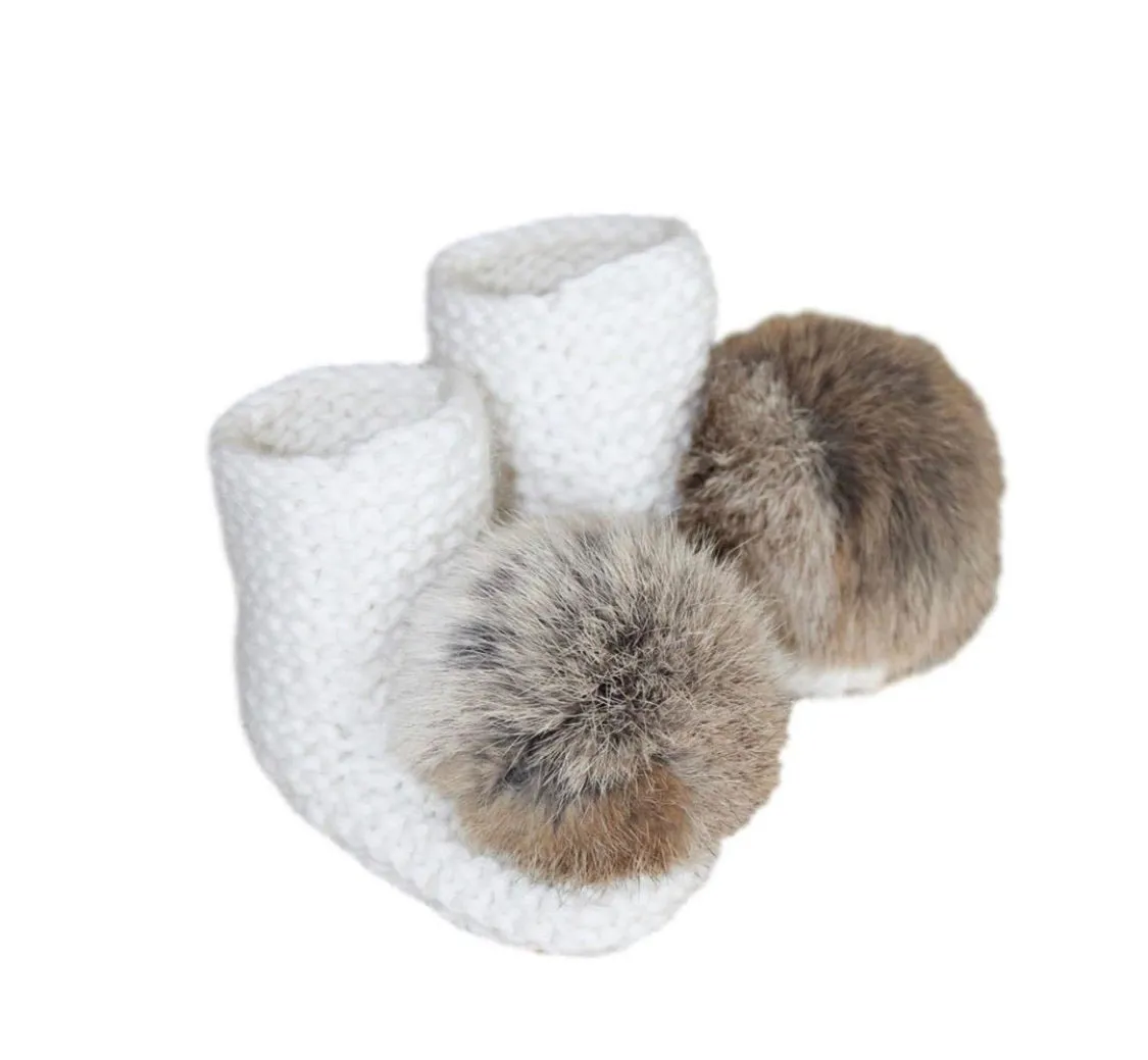 Petite Maison Kids Angora Pom Pom Booties