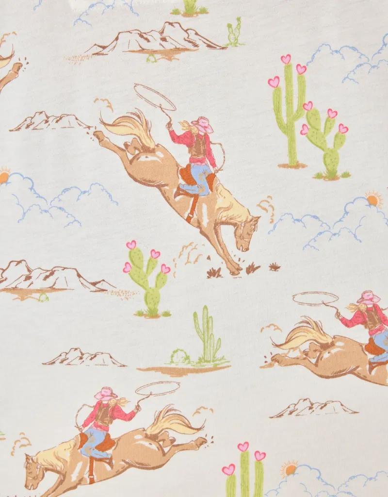P.J Salvage Playful Prints Western PJ Top in Natural
