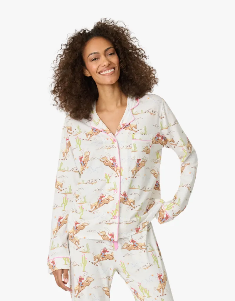 P.J Salvage Playful Prints Western PJ Top in Natural