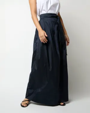 Pleated Wrap Skirt Navy