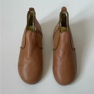 Polder Girls’ Tan Leather Booties with Brown Suede Trim
