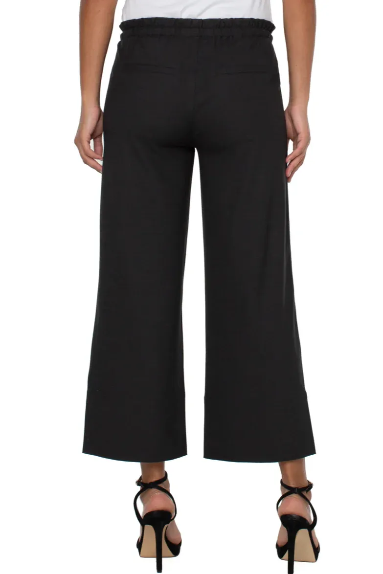 Pull On Tie Waist Wide Leg Pant