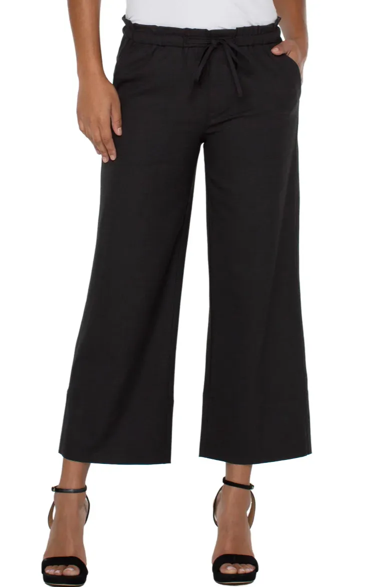 Pull On Tie Waist Wide Leg Pant