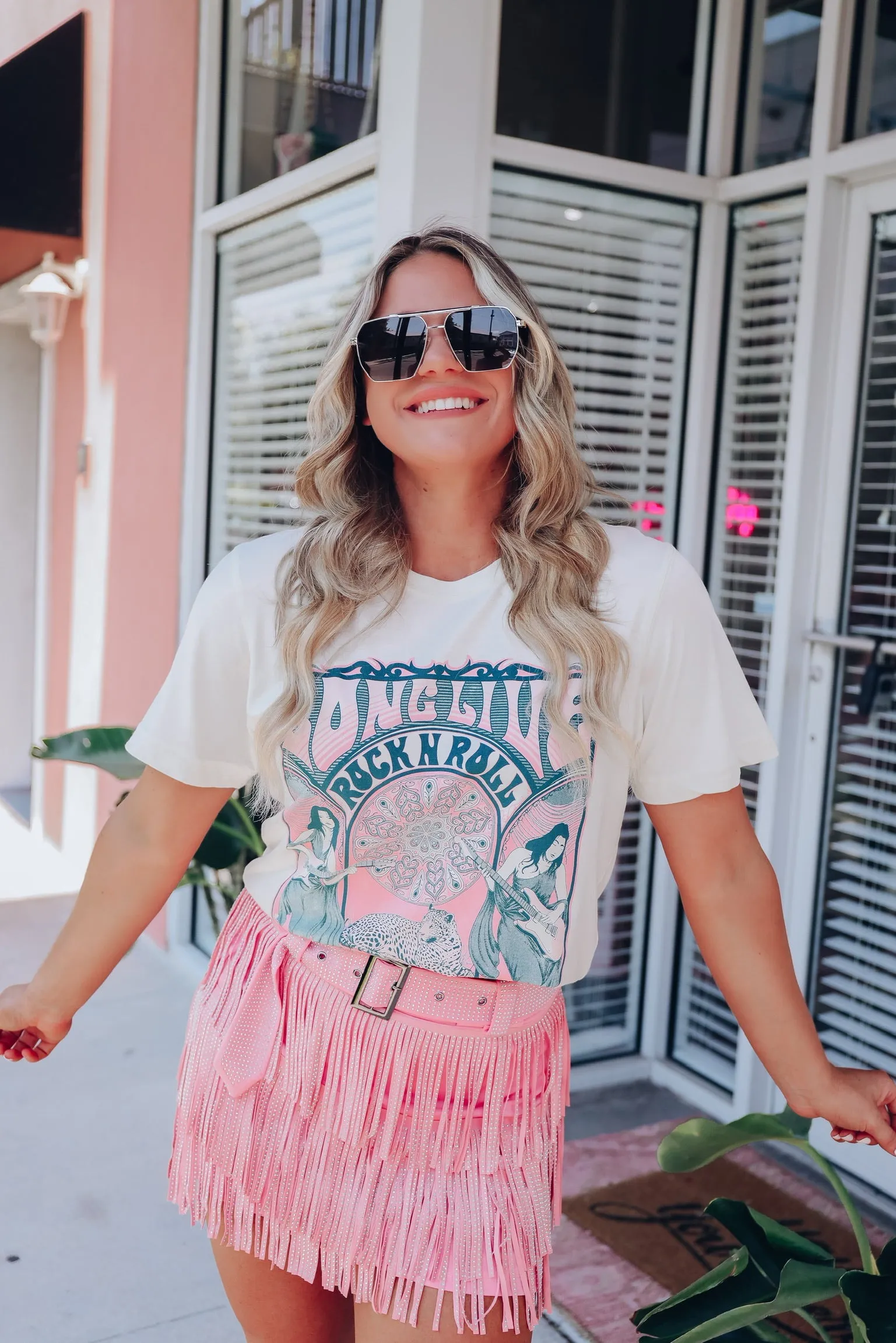 "Long Live Rock N' Roll" Graphic Tee - Ivory