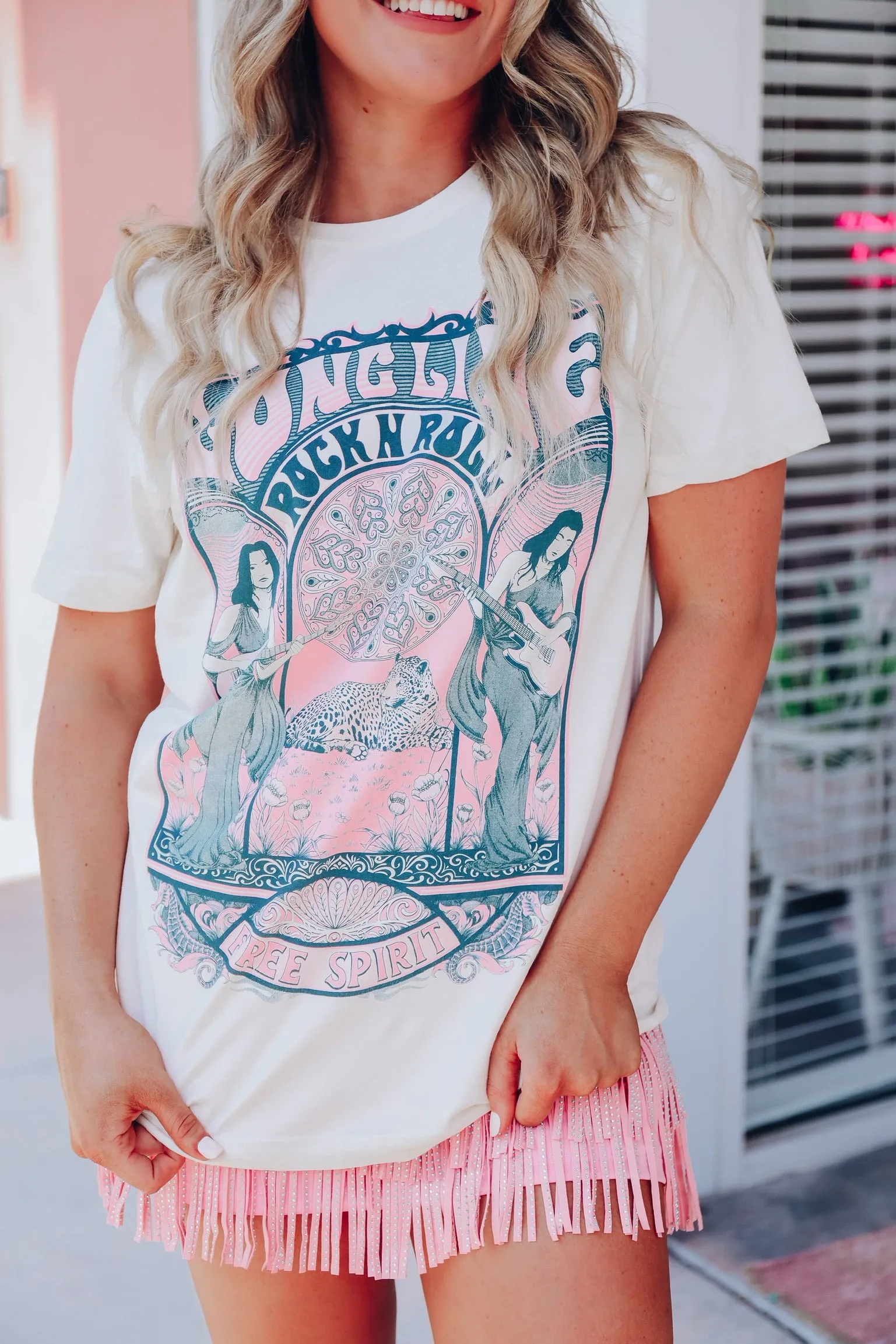 "Long Live Rock N' Roll" Graphic Tee - Ivory