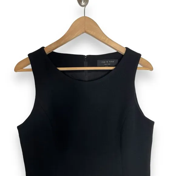 Rag &amp; Bone Black Minimalist Sleeveless Lined LBD Classic Sheath Dress 10