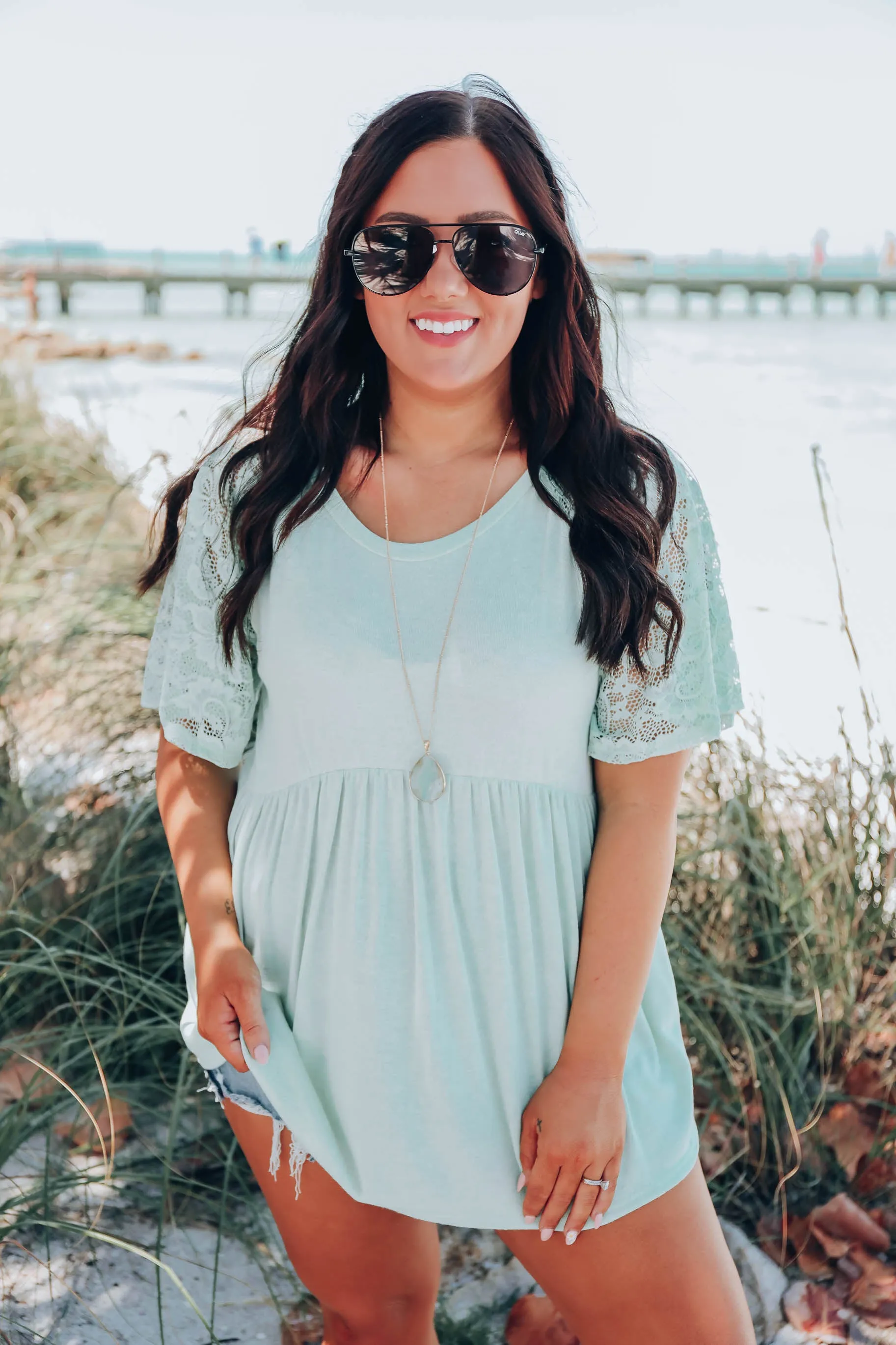 Rebekah Mint Babydoll Top
