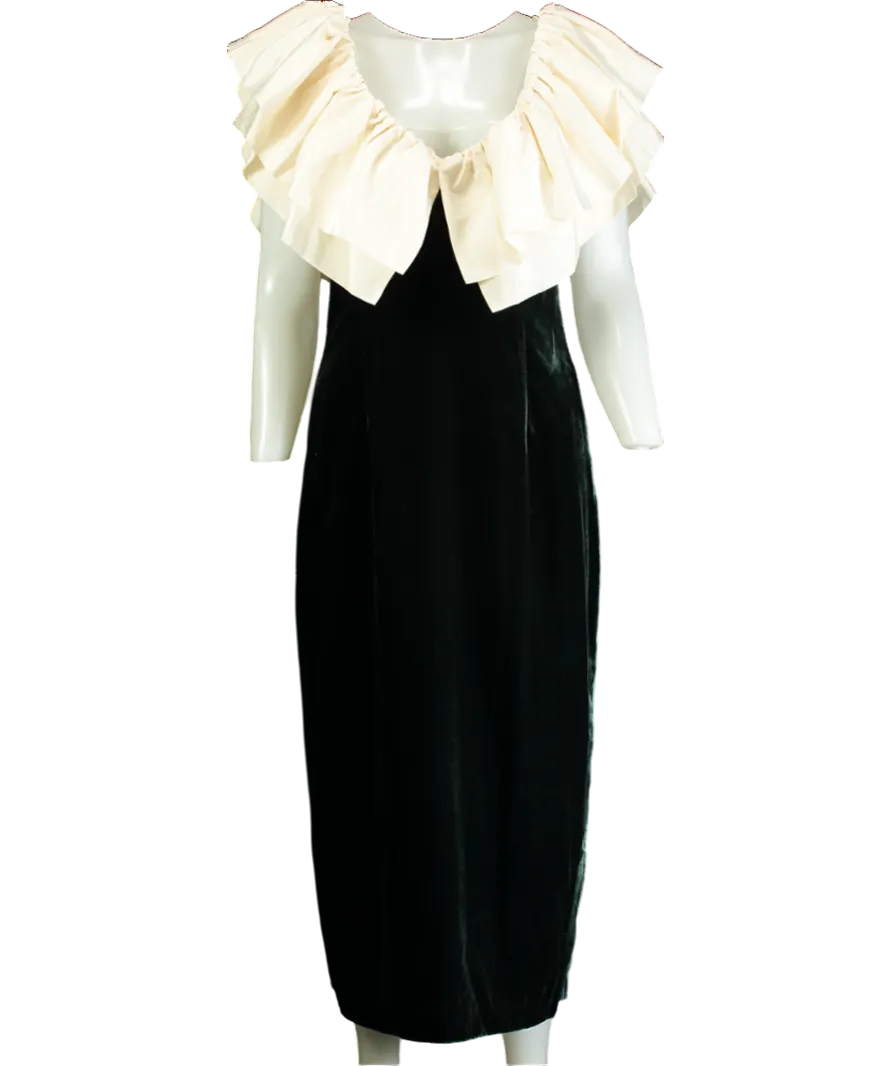 Rhode Resort Green Velvet Satin Ruffle Midi Dress UK 8