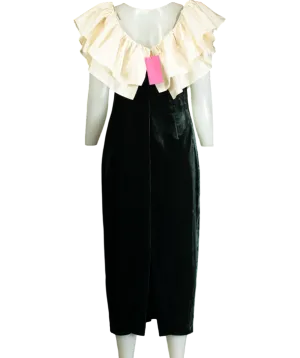 Rhode Resort Green Velvet Satin Ruffle Midi Dress UK 8