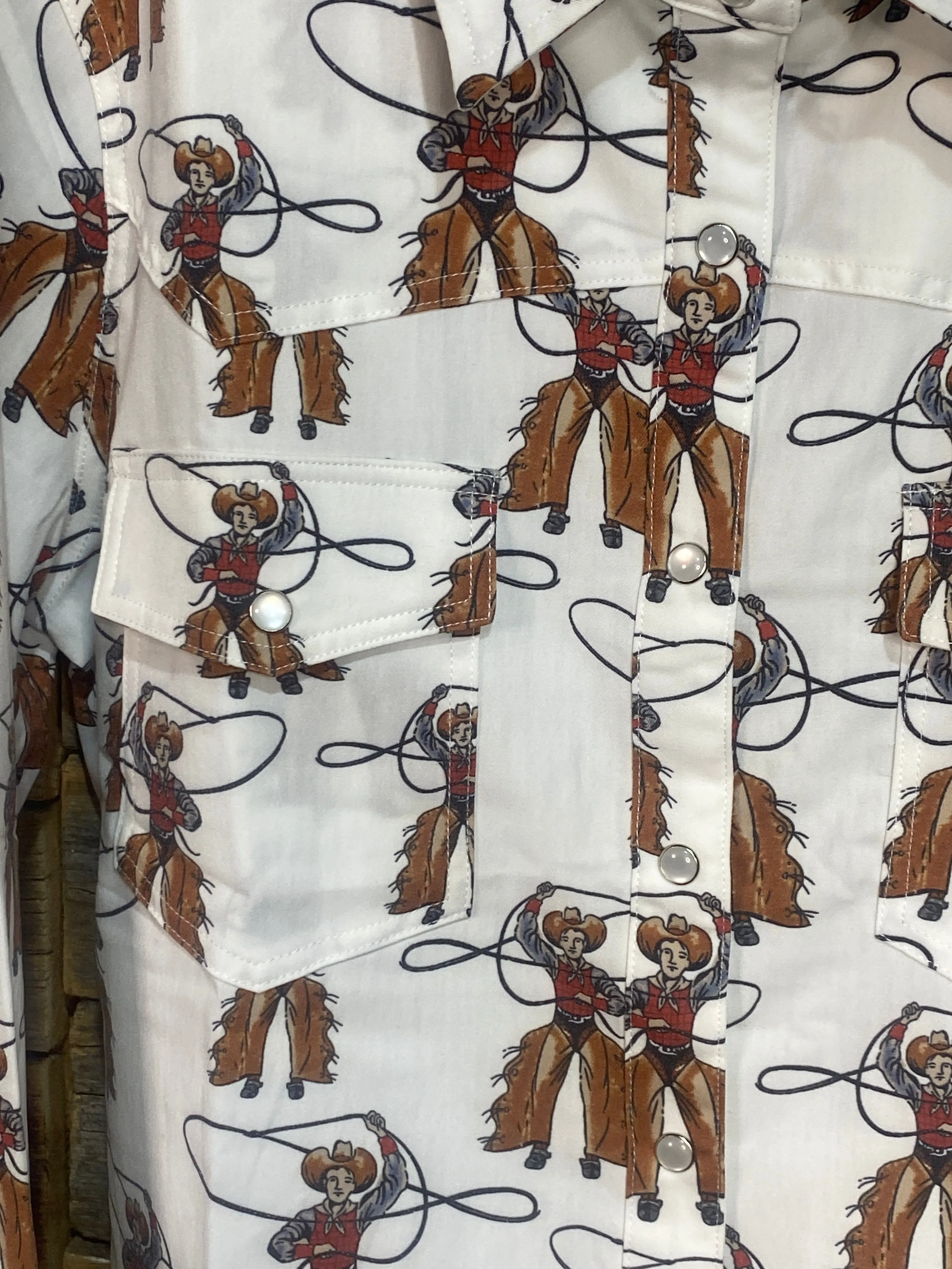 Roping Cowboy Pearl Snap Top