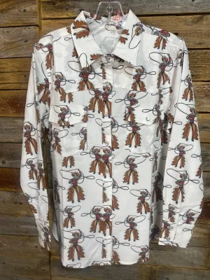 Roping Cowboy Pearl Snap Top
