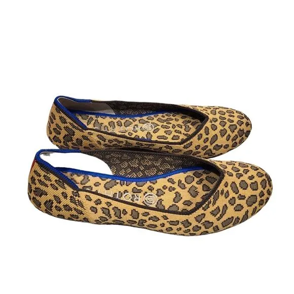 ROTHY’S Brown &amp; Tan The Round Toe Flat in Animal Print | 8.5