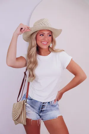 Sadie Side Ruched Top - White