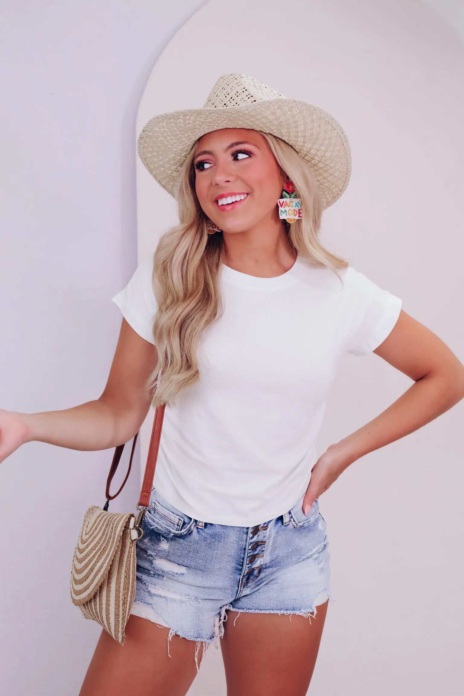 Sadie Side Ruched Top - White