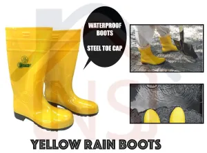 Safety Yellow Rain Boots with Steel Toe Cap/ PVC Boots/ Contractor Shoes/ Rubber Shoes/ Waterproof