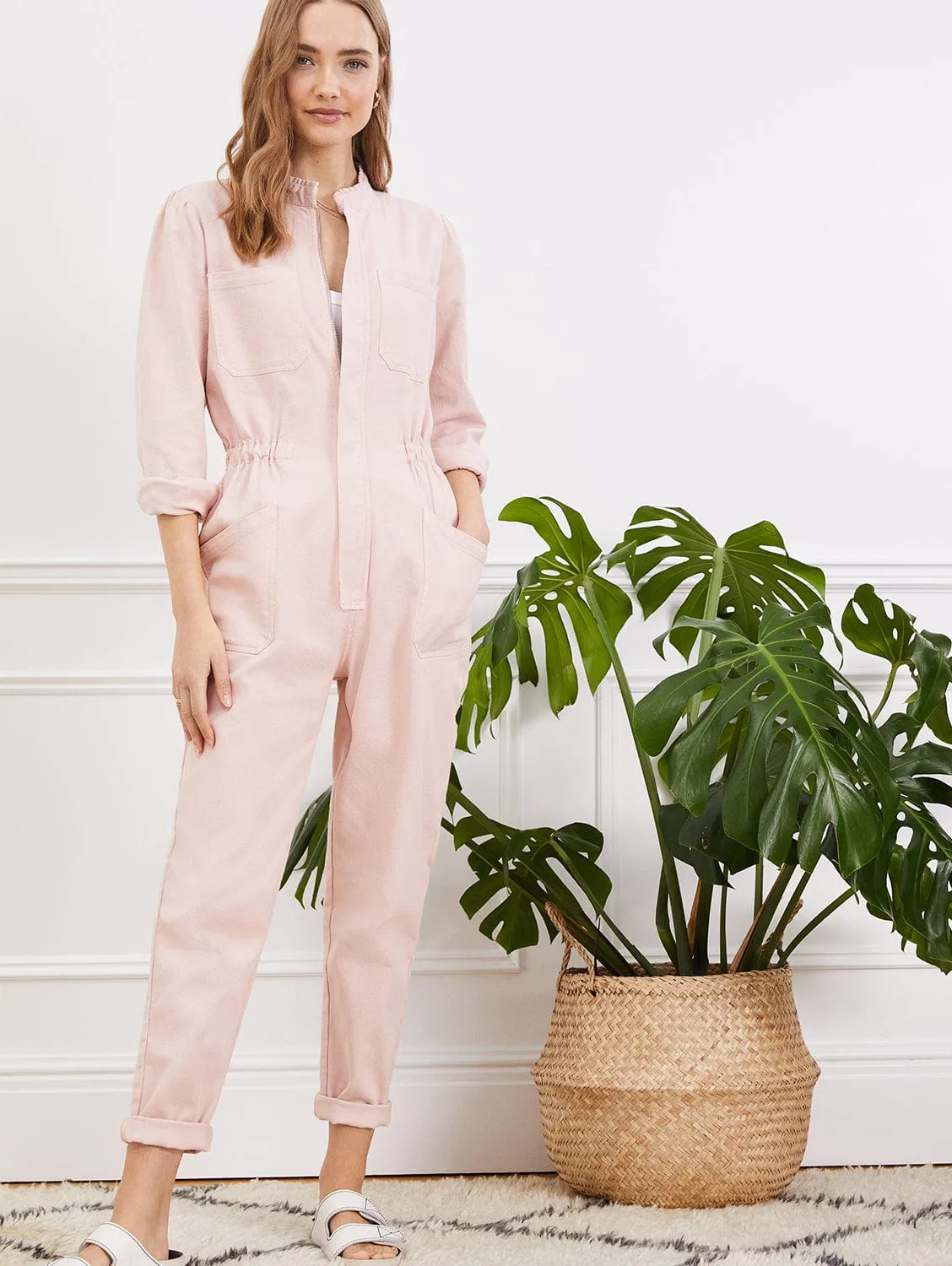 Sally Organic Cotton Jumpsuit | Powder Pink
