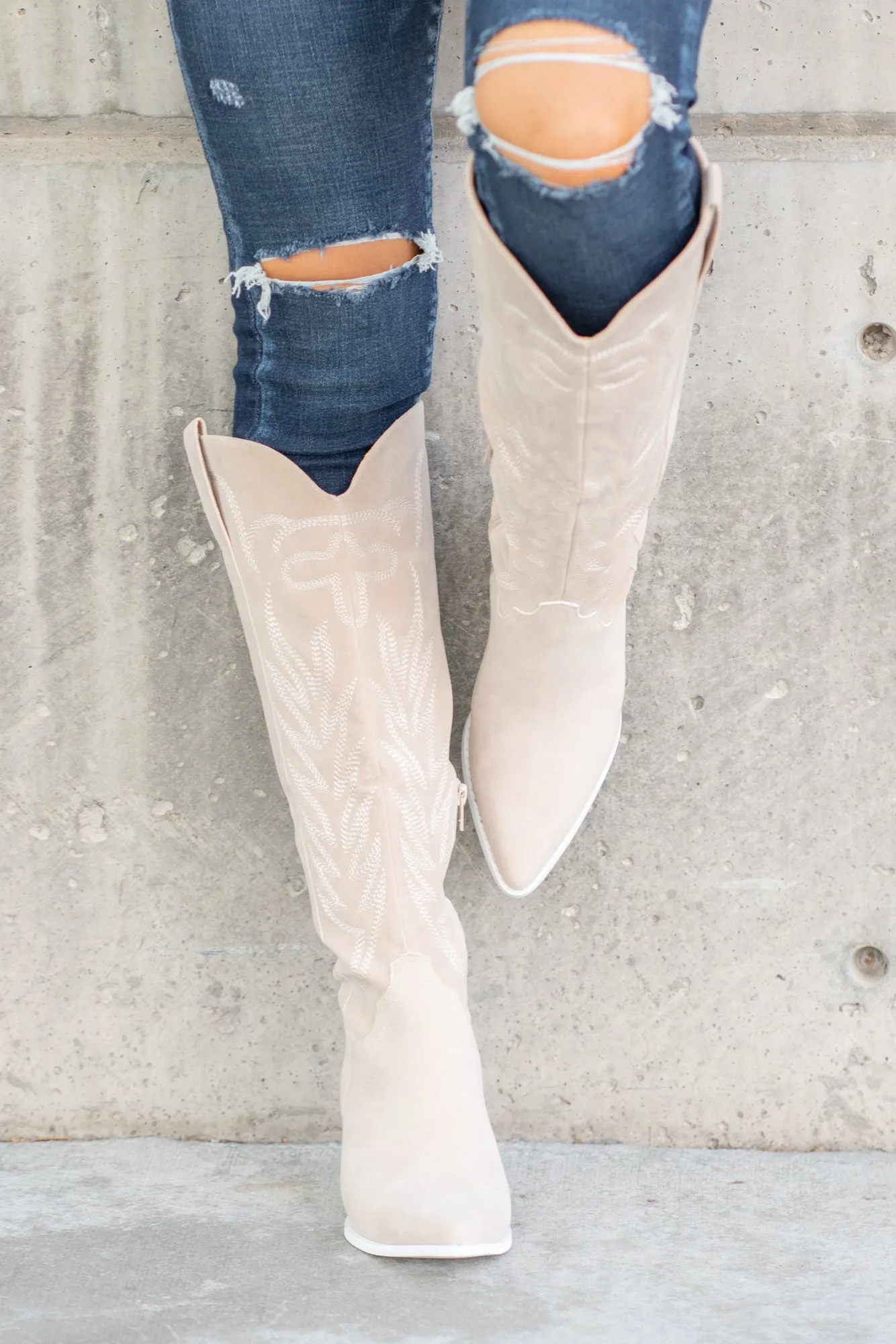 Samara Western Boots - Beige