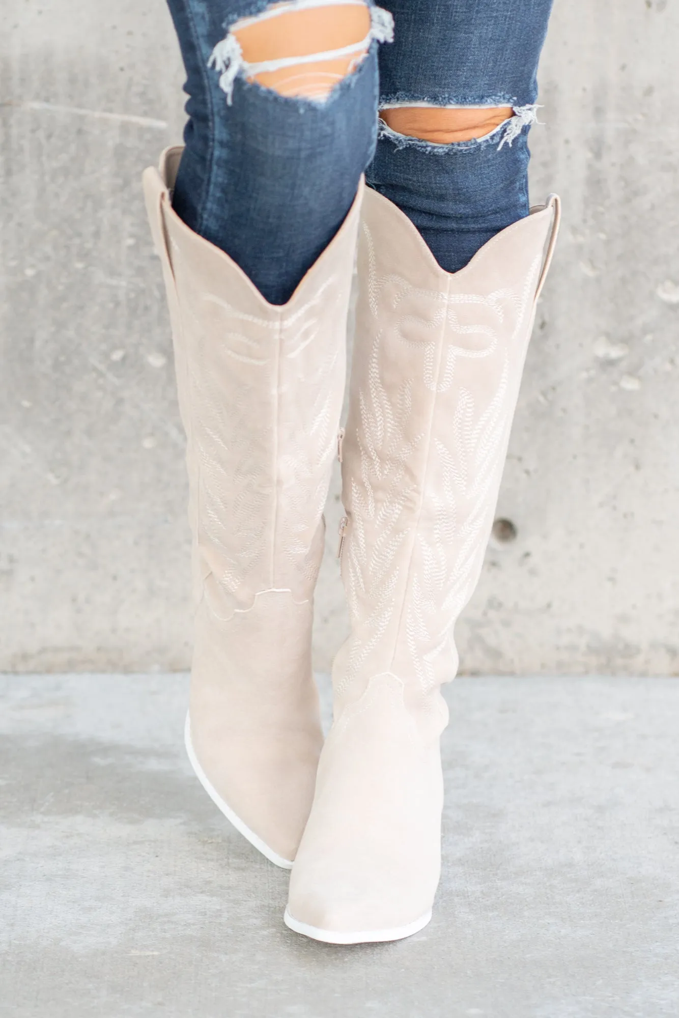 Samara Western Boots - Beige