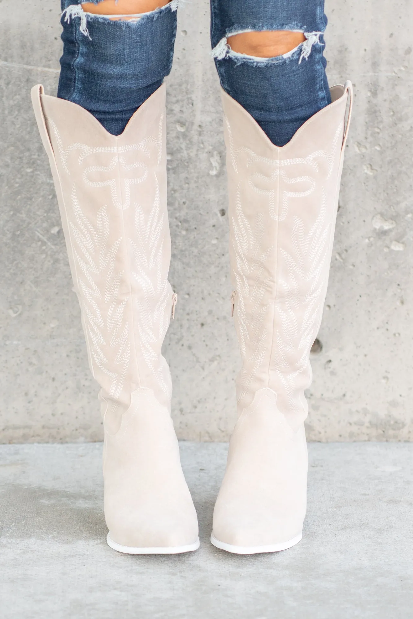 Samara Western Boots - Beige