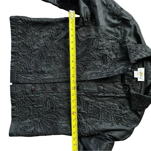 Sandy Starkman Vintage 100% Silk Embroidered Jacket, Black, Size: Small