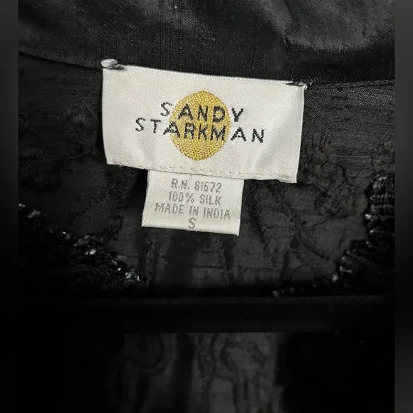 Sandy Starkman Vintage 100% Silk Embroidered Jacket, Black, Size: Small