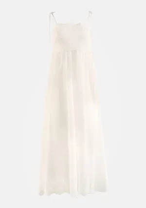 Scallop Edge Eyelet Lace Midi Dress