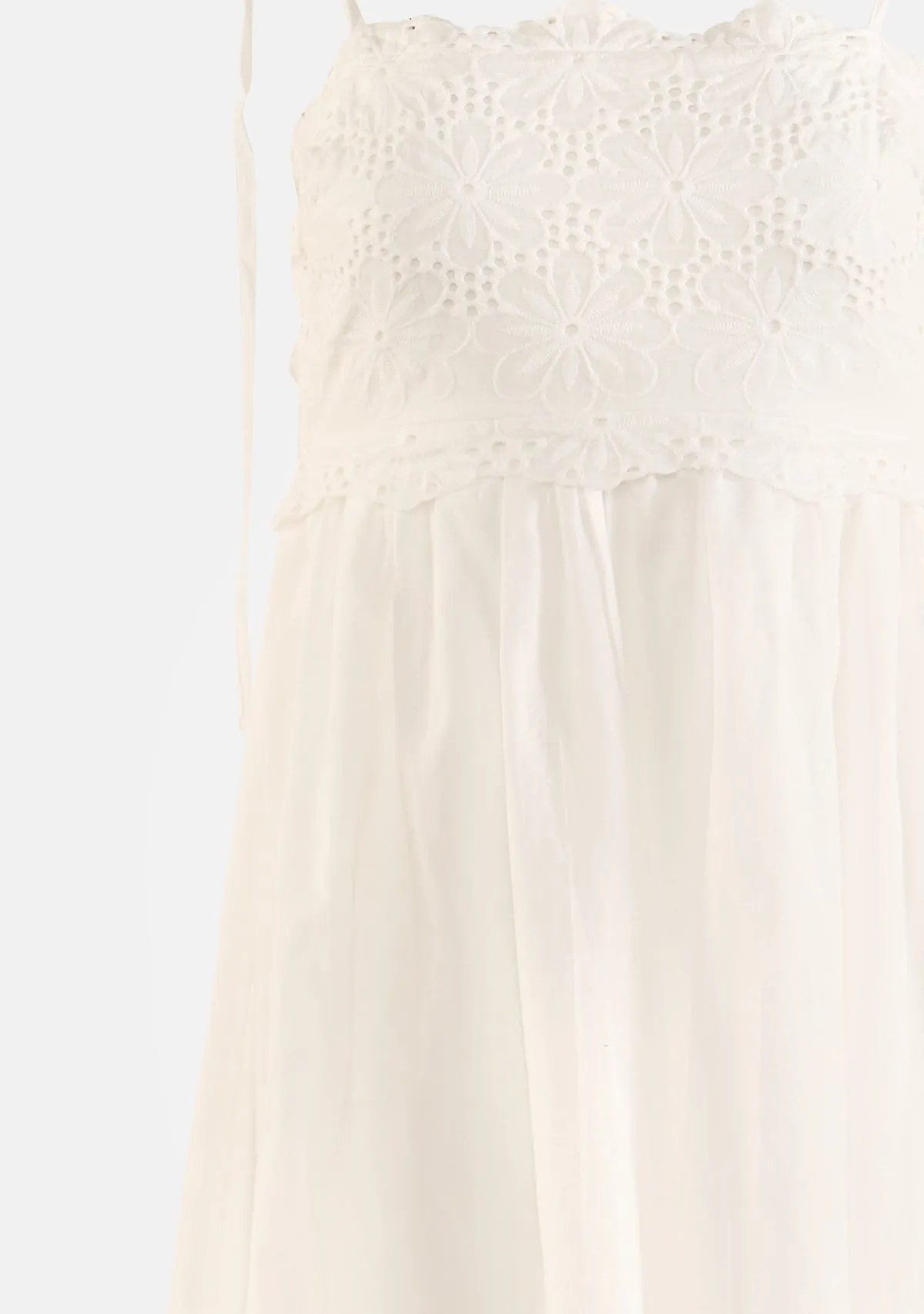 Scallop Edge Eyelet Lace Midi Dress