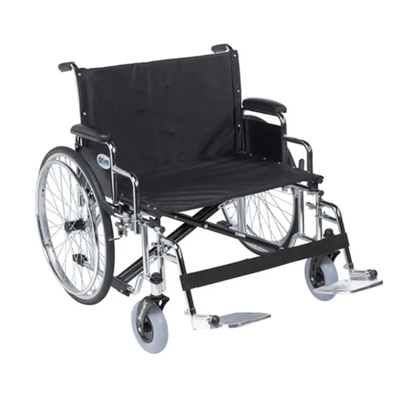 Sentra EC Heavy Duty Extra Wide Wheelchair, Detachable Desk Arms, Swing away Footrests, 30" Seat - 1 Each